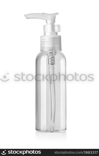 plastic bottle with dispenser isolated on white background with clipping path