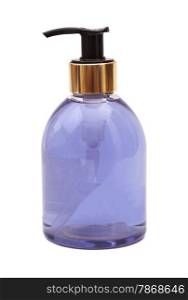 Plastic Bottle with liquid soap on white background