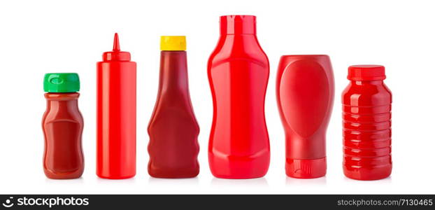 plastic Bottles of Ketchup a Isolated on White