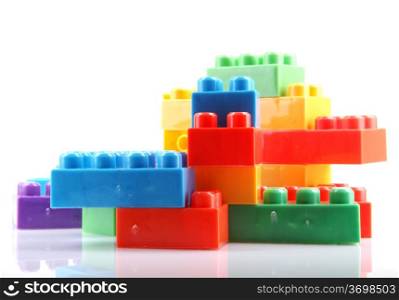 plastic building blocks on a white background