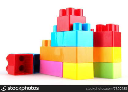 Plastic building blocks on a white background