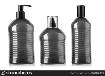 Plastic cosmetic bottle isolated on the white background