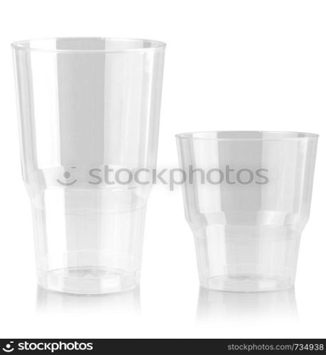 Plastic cup disposable glass isolated on white background. ?lipping path