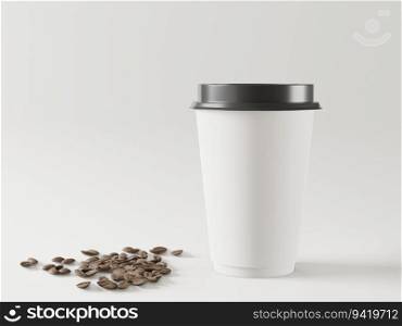 Plastic cup for coffee on a white background, 3d style.
