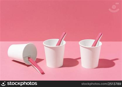 plastic cups pink razor blades