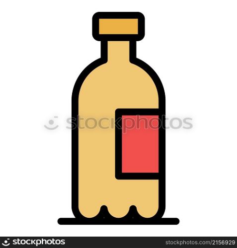 Plastic drink bottle icon. Outline plastic drink bottle vector icon color flat isolated. Plastic drink bottle icon color outline vector