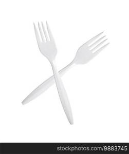 plastic forks isolated on white background. plastic forks