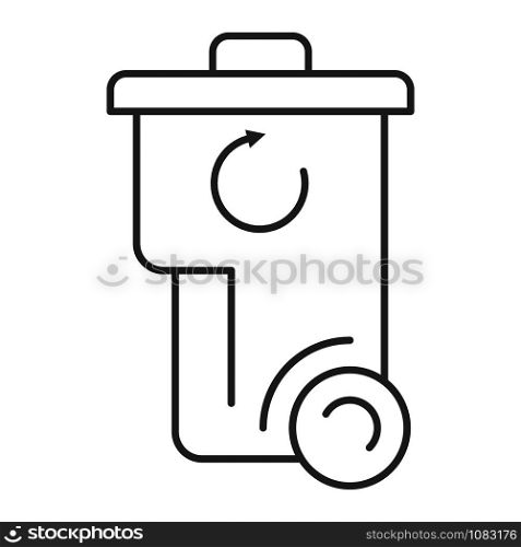 Plastic garbage bin icon. Outline plastic garbage bin vector icon for web design isolated on white background. Plastic garbage bin icon, outline style