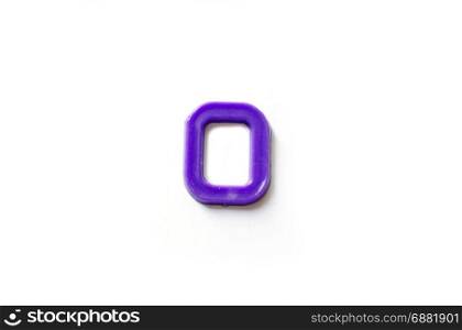 Plastic letters O isolated white background.