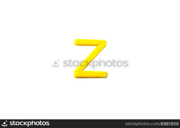 Plastic letters Z isolated white background.