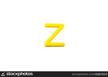Plastic letters Z isolated white background.