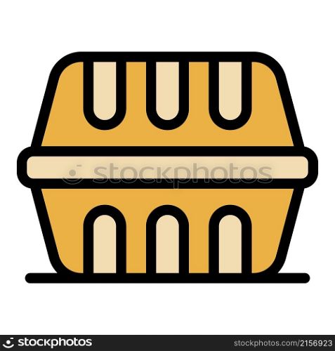 Plastic lunch box icon. Outline plastic lunch box vector icon color flat isolated. Plastic lunch box icon color outline vector