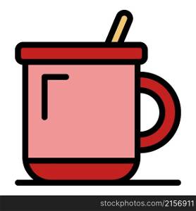 Plastic mug icon. Outline plastic mug vector icon color flat isolated. Plastic mug icon color outline vector