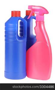 Plastic multi-coloured bottle isolated on a white background