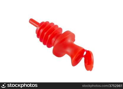 Plastic Pourer with cap lid set PVC liquor Bottle Stopper Measurer.Isolate on a white background