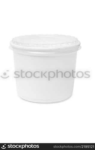 Plastic rectangular container for dairy foods. Isolated on a white.. Plastic rectangular container for dairy foods