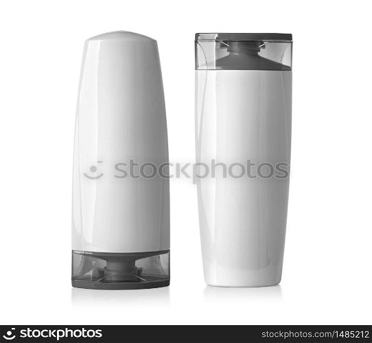 Plastic Shampoo Bottle With Flip-Top Lid. MockUp Template For Your Design, with clipping path