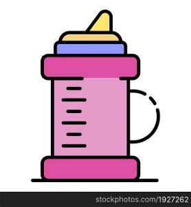 Plastic sippy cup icon. Outline plastic sippy cup vector icon color flat isolated. Plastic sippy cup icon color outline vector