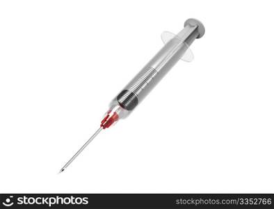 Plastic syringe with needle isolated on white 3d render