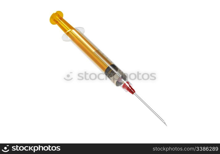 Plastic syringe with needle isolated on white 3d render