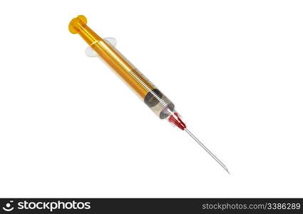 Plastic syringe with needle isolated on white 3d render