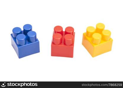Plastic Toy Blocks On White Background