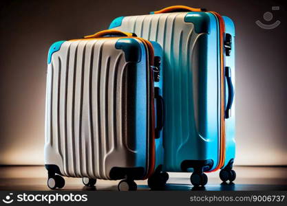 Plastic Travel Suitcases.  The concept of vacation and travel.  Generative AI
