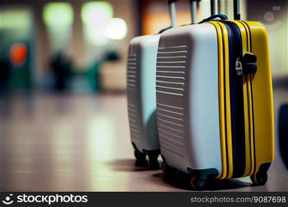 Plastic Travel Suitcases.  The concept of vacation and travel.  Generative AI 