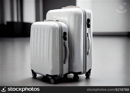 Plastic Travel Suitcases.  The concept of vacation and travel.  Generative AI
