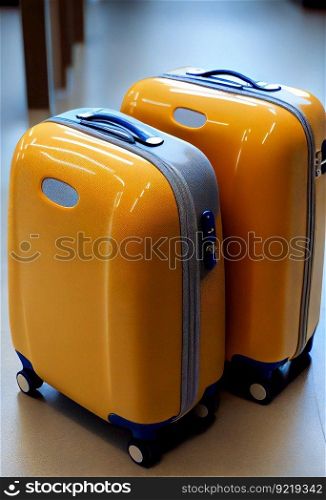 Plastic Travel Suitcases.  The concept of vacation and travel.  Generative AI 