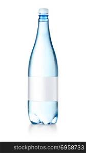 plastic water bottle isolated on white with label with clipping path. plastic water bottle
