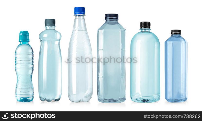 plastic water bottles isolated on white background