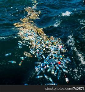 Plastic water bottles pollute ocean