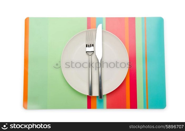 Plate and utensils served on table