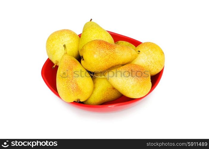 Plate full of pears isolated on the white