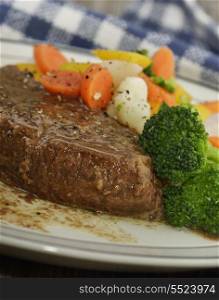 Plate Of Baked Beef With Vegetables