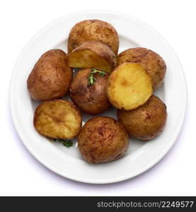 Plate of Baked potato isolated on white background. High quality photo. Plate of Baked potato isolated on white background