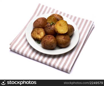 Plate of Baked potato isolated on white background. High quality photo. Plate of Baked potato isolated on white background