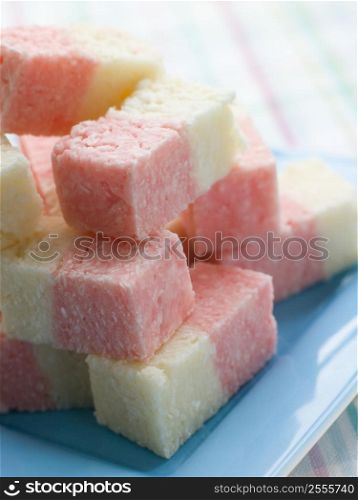 Plate of Coconut Ice Sweets