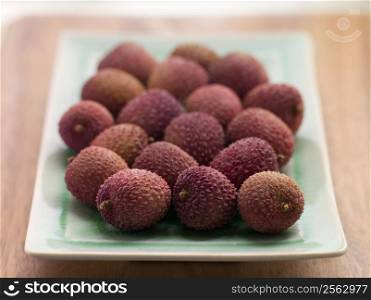 Plate of fresh lychees