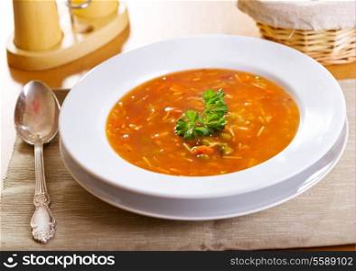 plate of minestrone soup