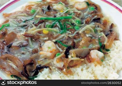 plate of oriental food
