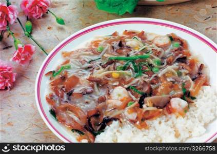 plate of oriental food