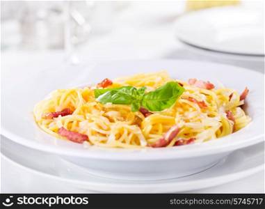 plate of pasta carbonara