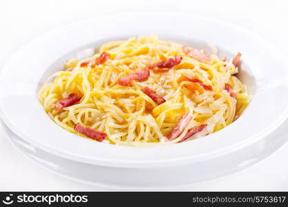 plate of pasta carbonara