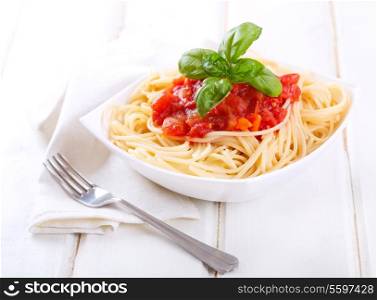 plate of pasta with tomato sauce
