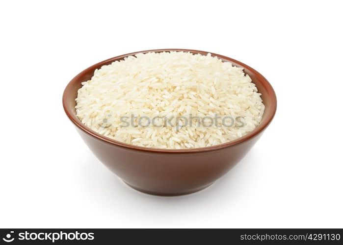 plate of rice isolated on a white background