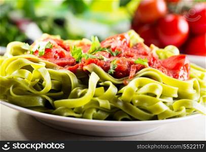 plate of spinach tagliatelle