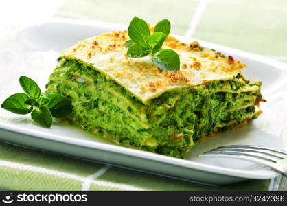 Plate of vegeterian lasagna