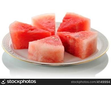 Plate with fresh watermelon slices